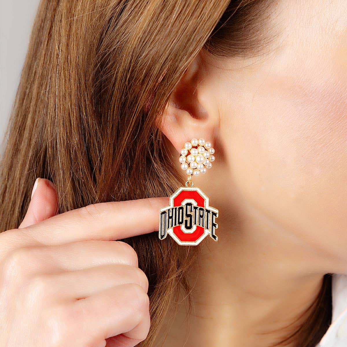 Ohio State Buckeyes Pearl Drop Earrings