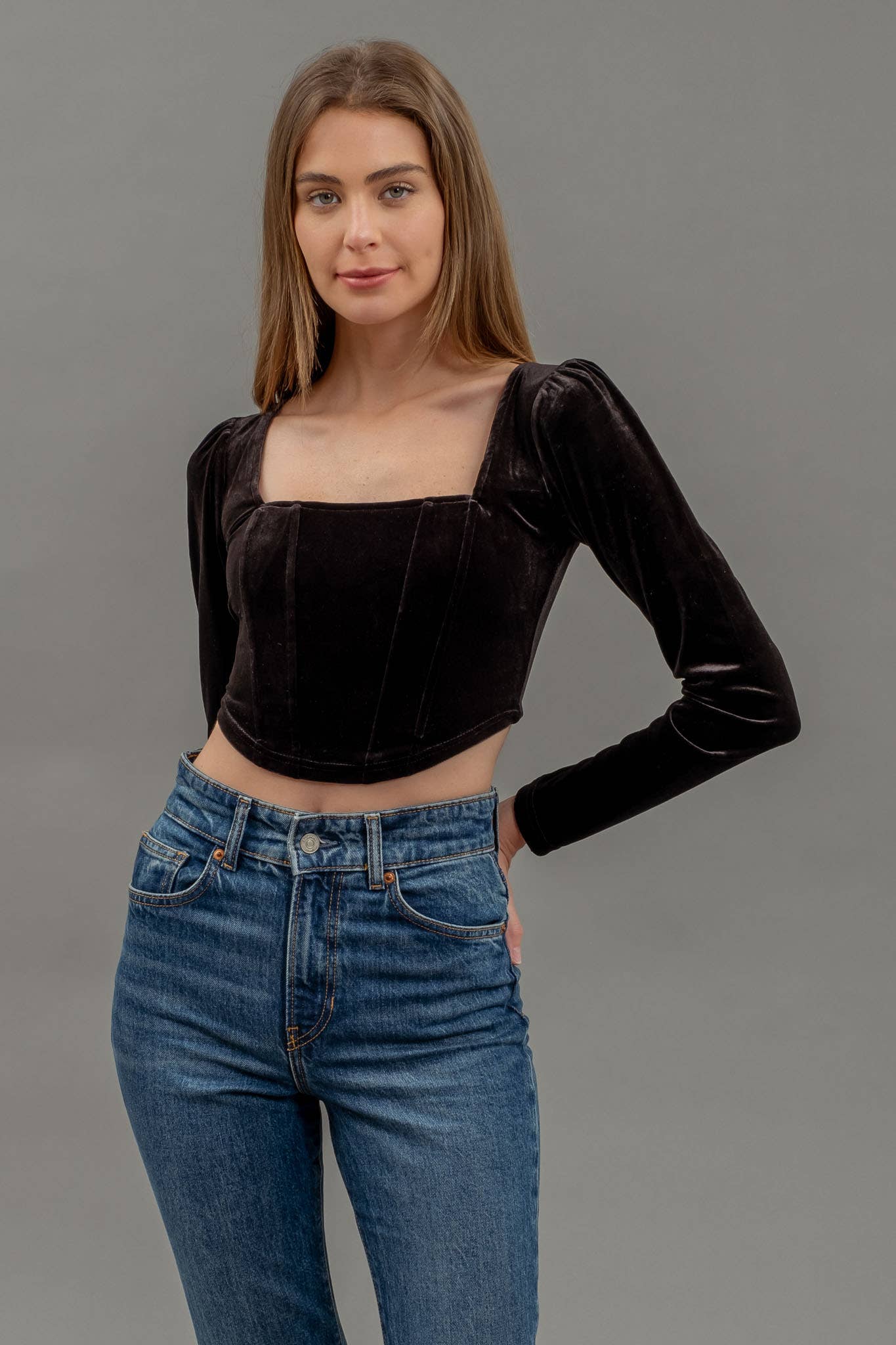 Velvet Corset Crop Top