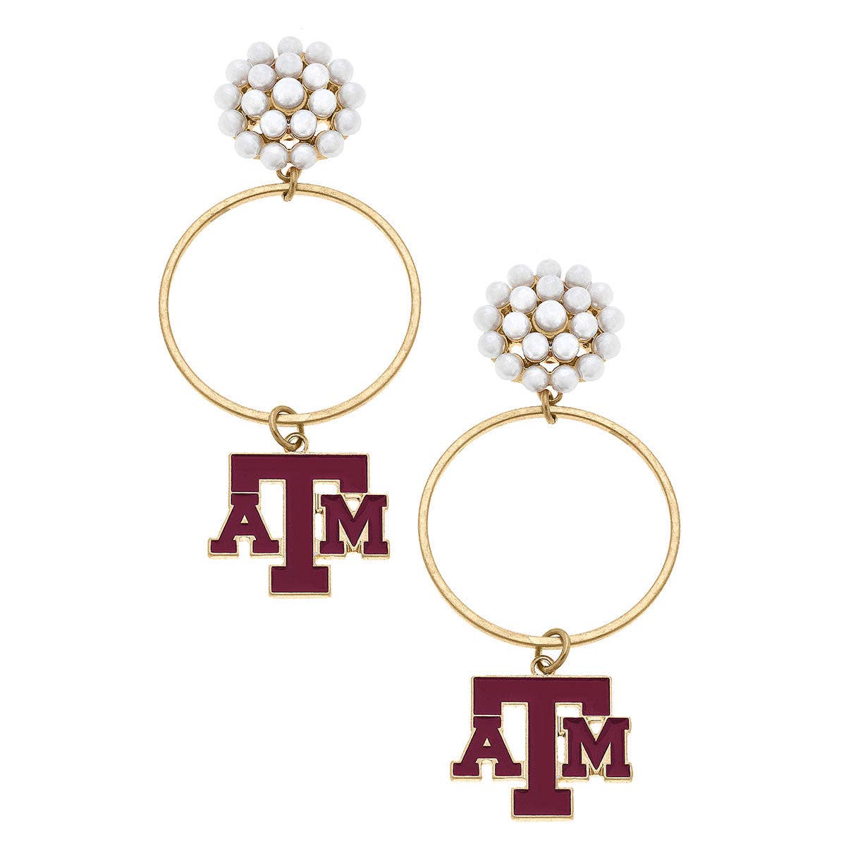 Texas A&M Pearl Hoop Earrings