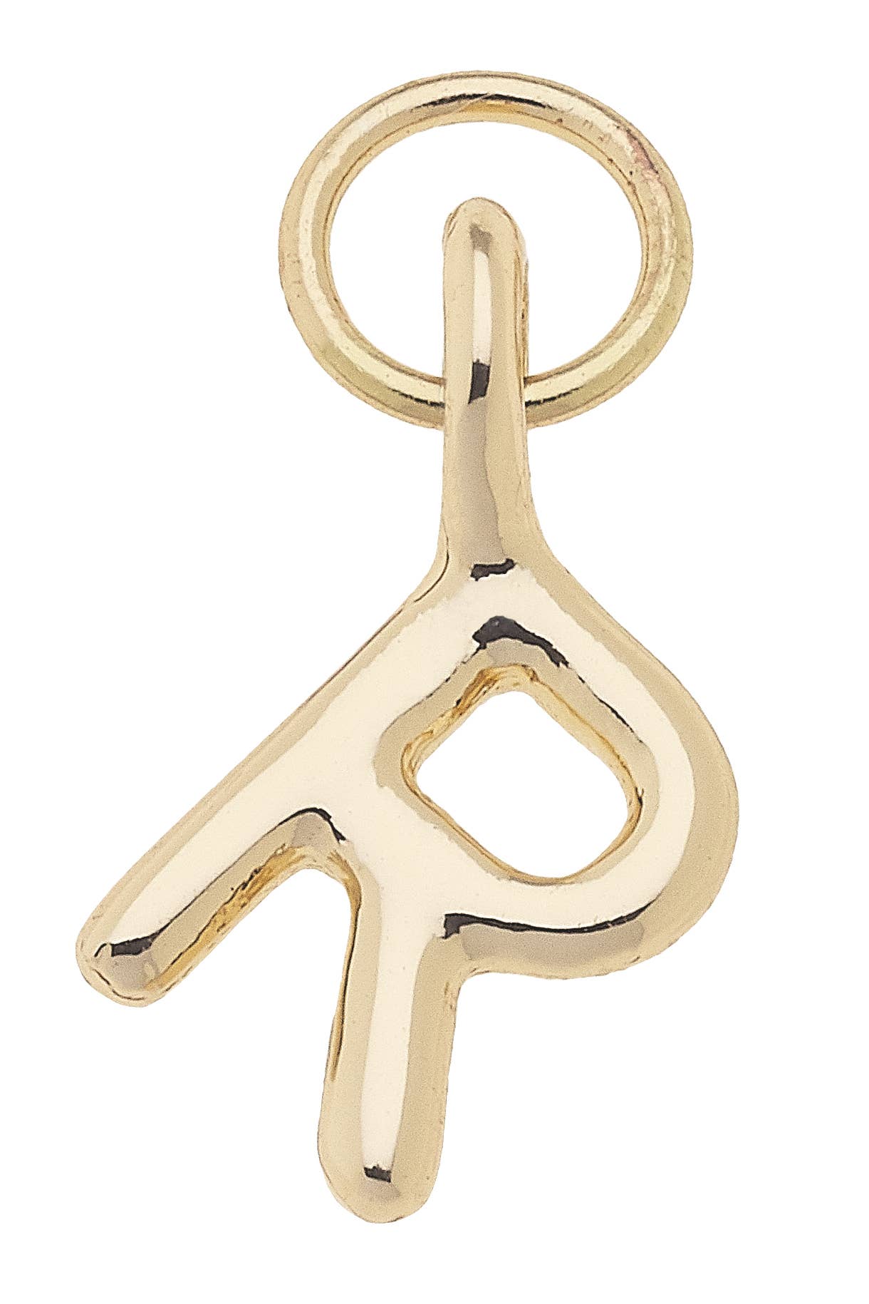 Mini Initial Charm in Shiny Gold: R