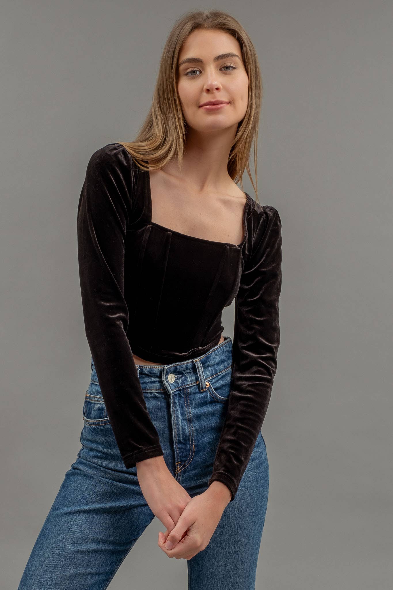 Velvet Corset Crop Top
