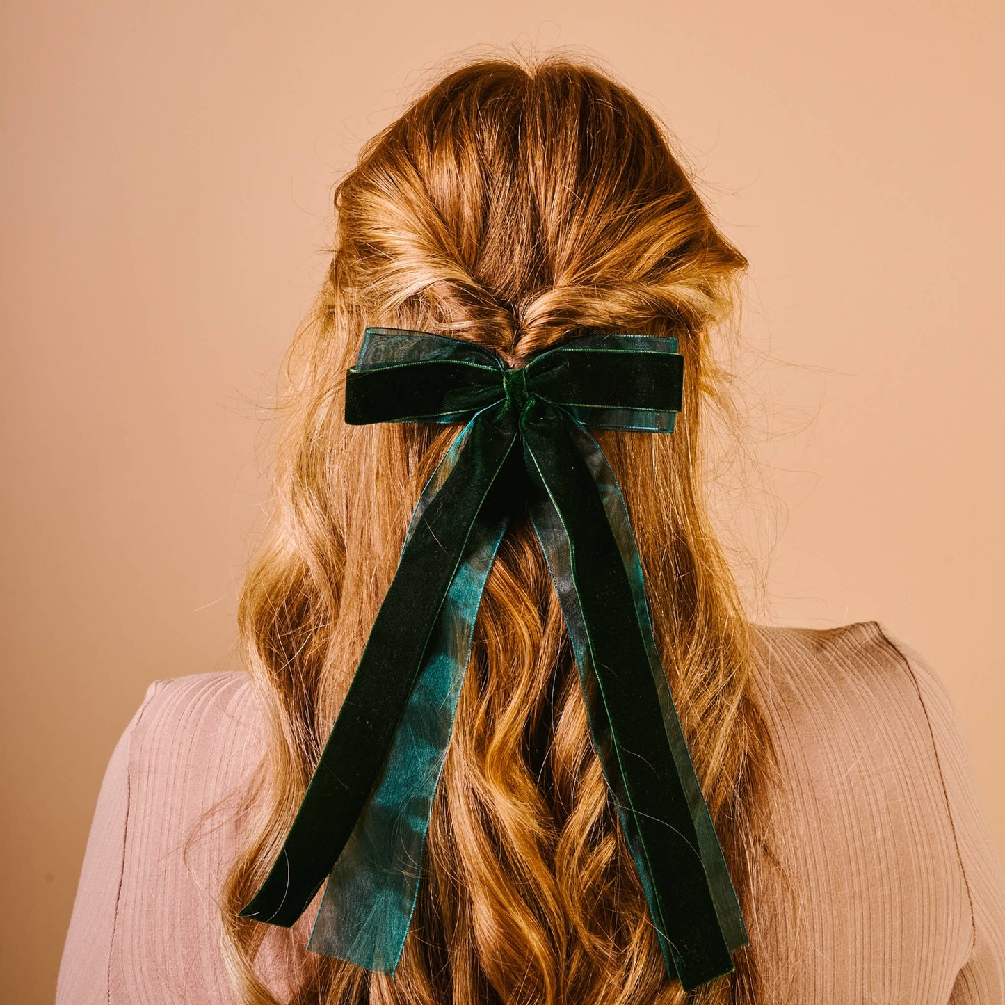 Velvet Hair Bow-Green