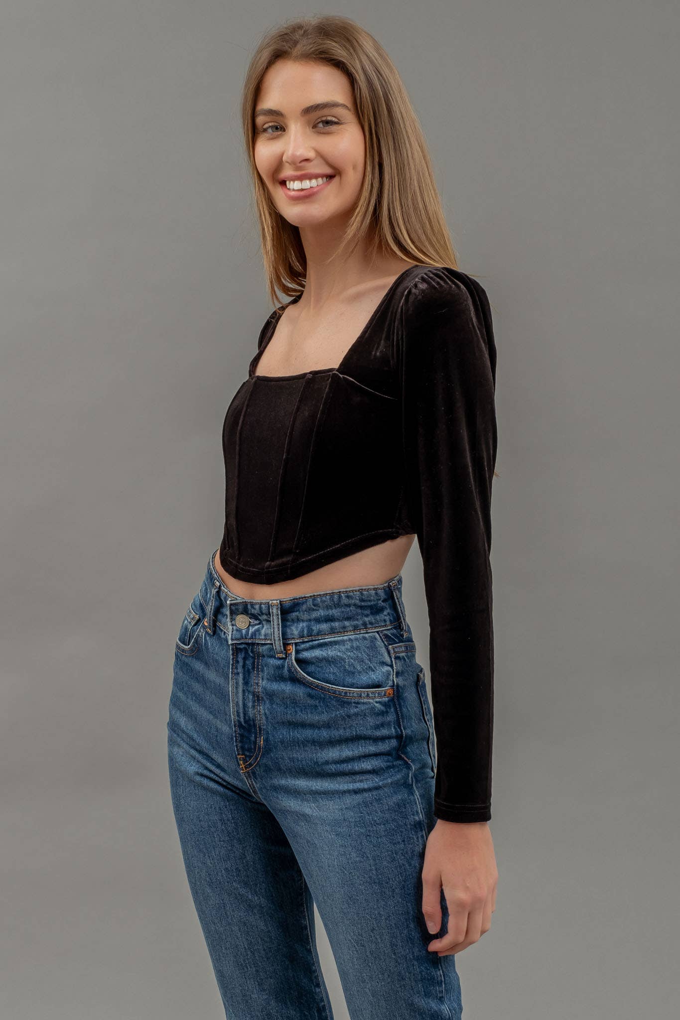 Velvet Corset Crop Top