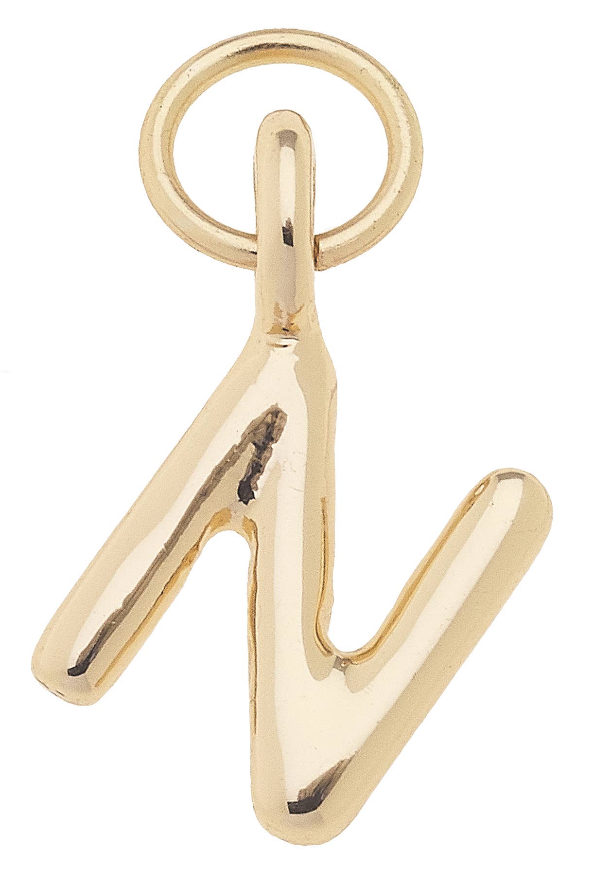 Mini Initial Charm in Shiny Gold: R