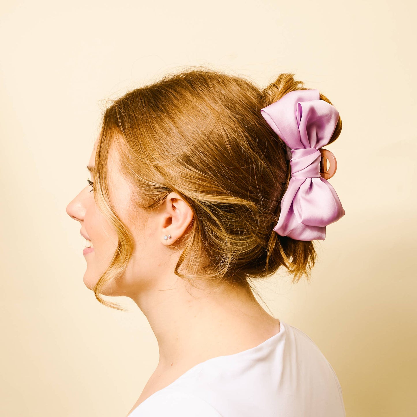 Satin Bow Claw Clip-Lilac