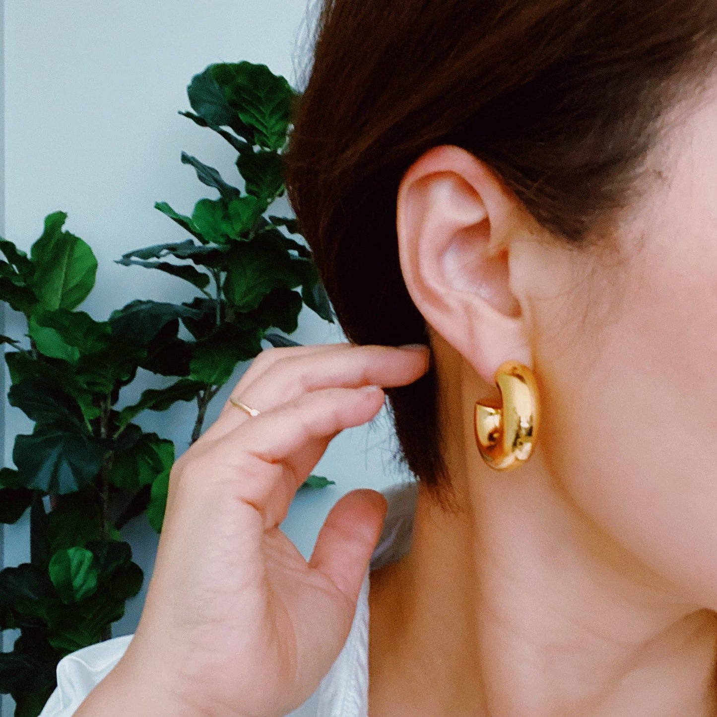 Gold Hollow Hoop Earrings Large