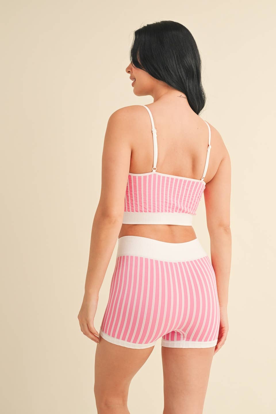 Pink Stripe Shorts Set