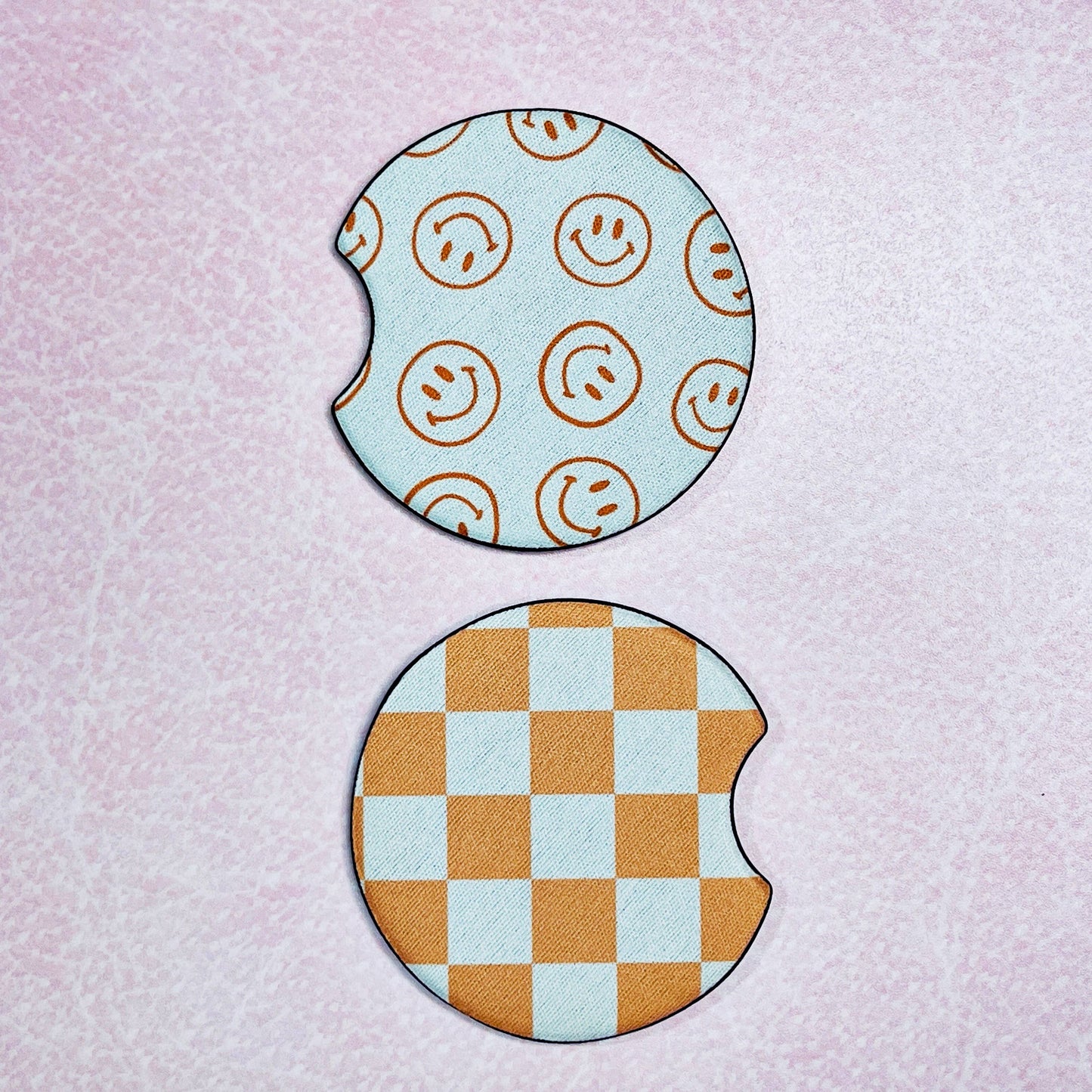 Car Coasters - Orange Smiley