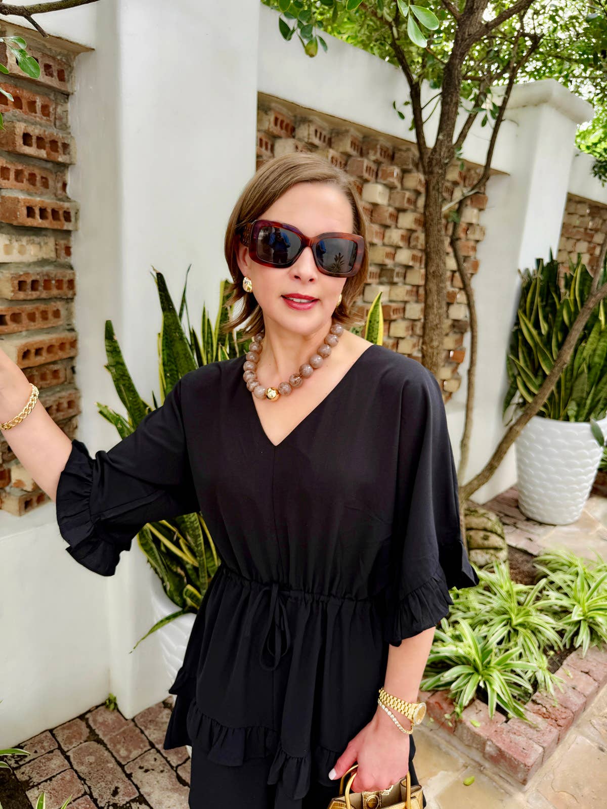 Marjorie Fall Beaded Necklace: Dark Green