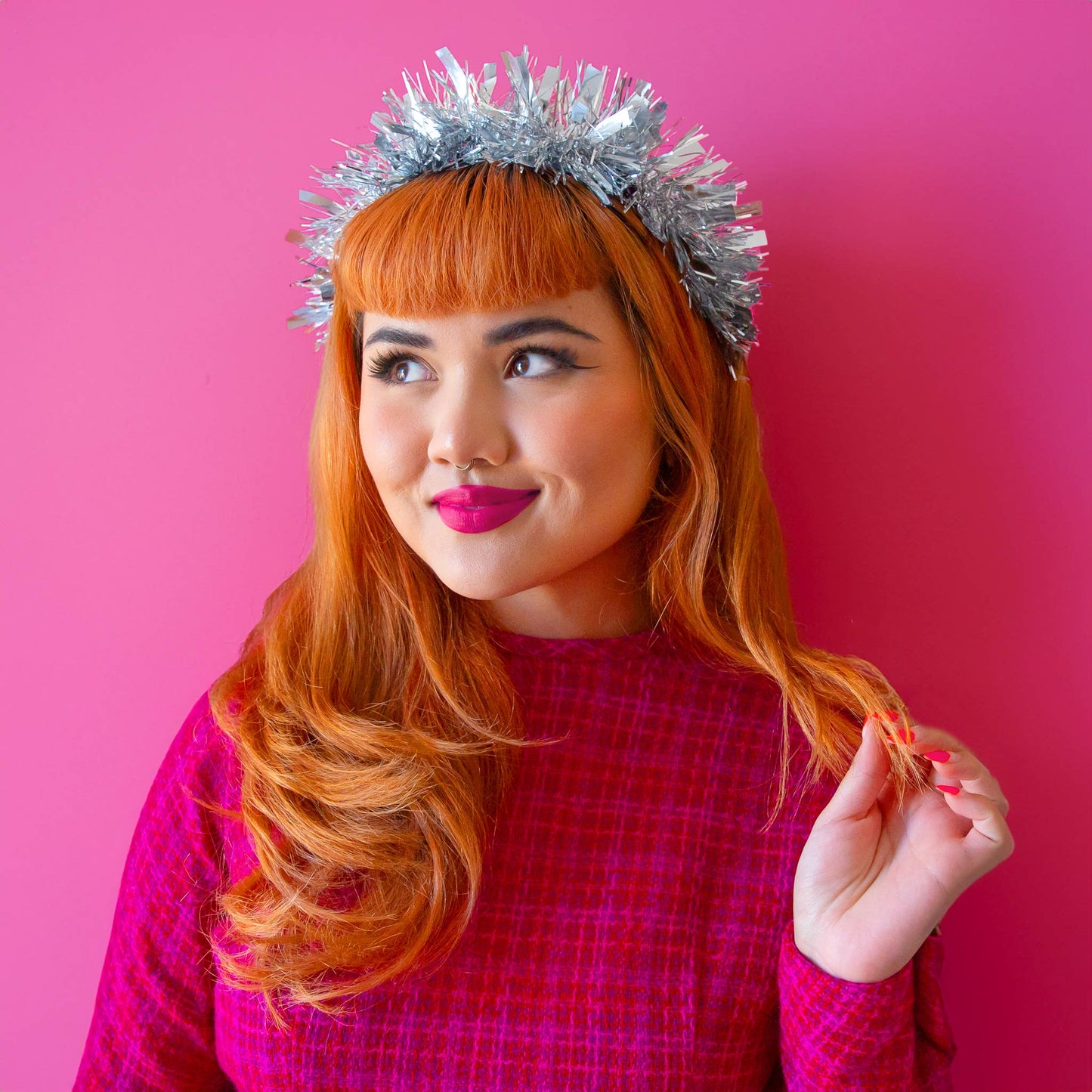 Silver Holiday Tinsel Headband