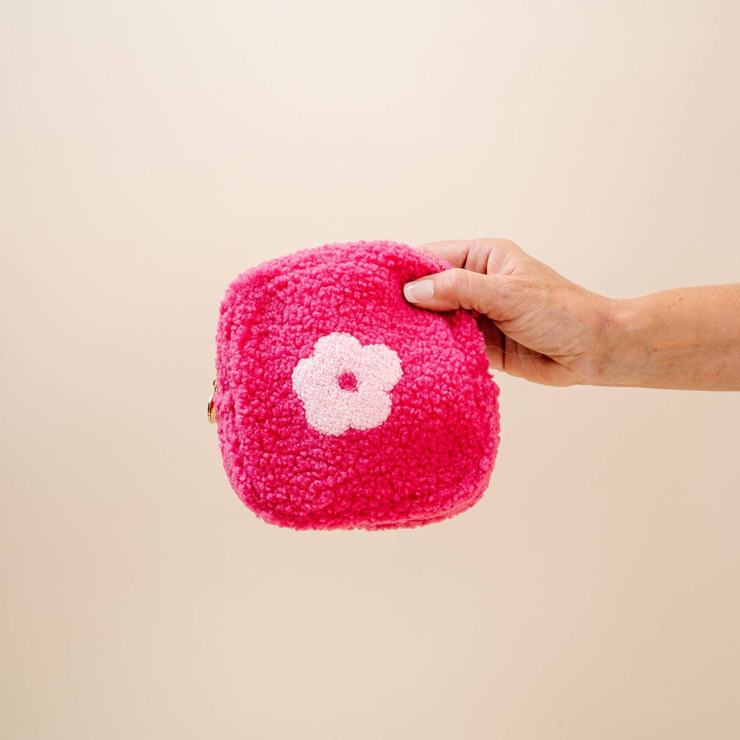 Pink Flower Teddy Pouch - Small