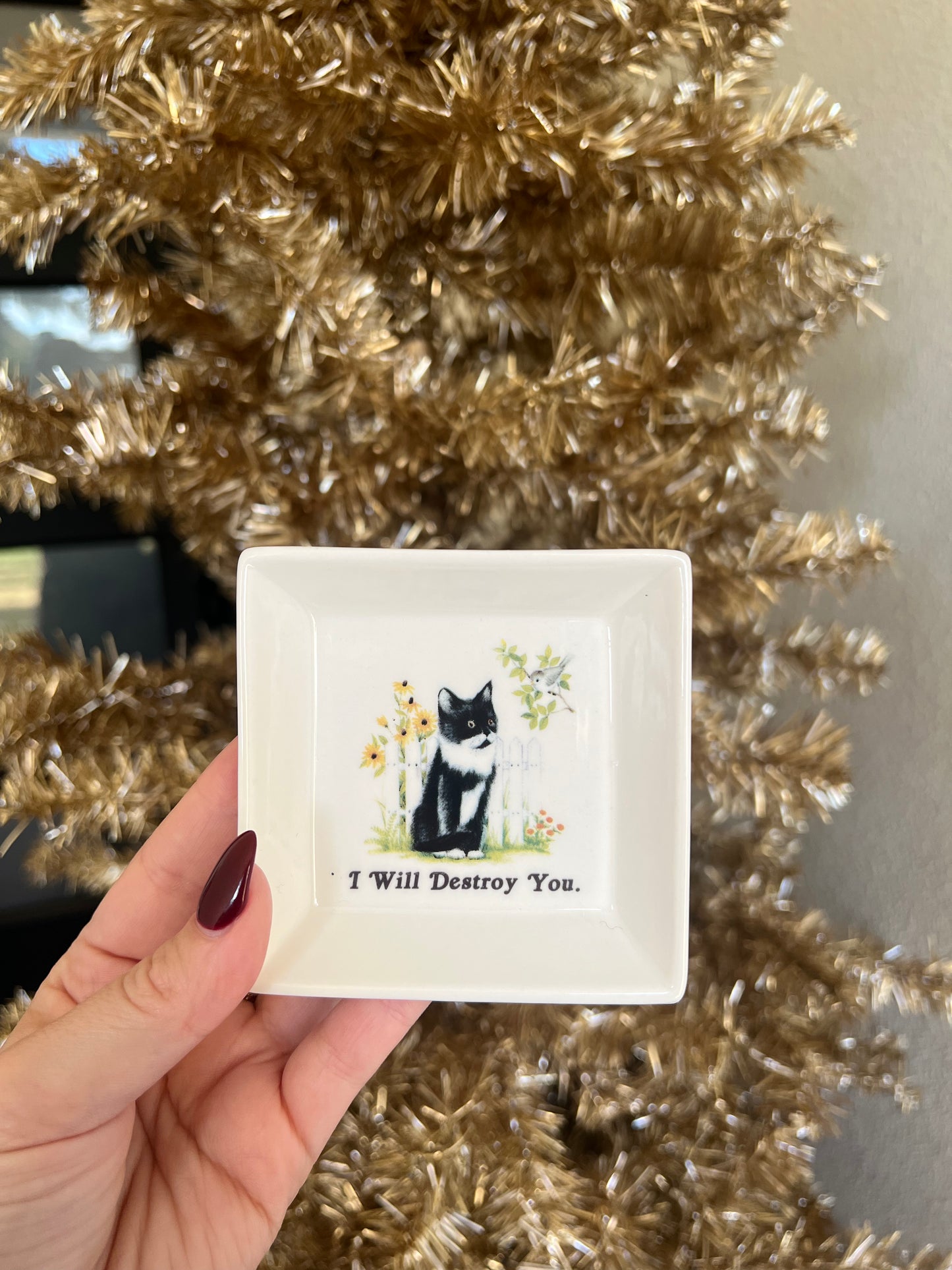 I Will Destroy You Cat Trinket Tray