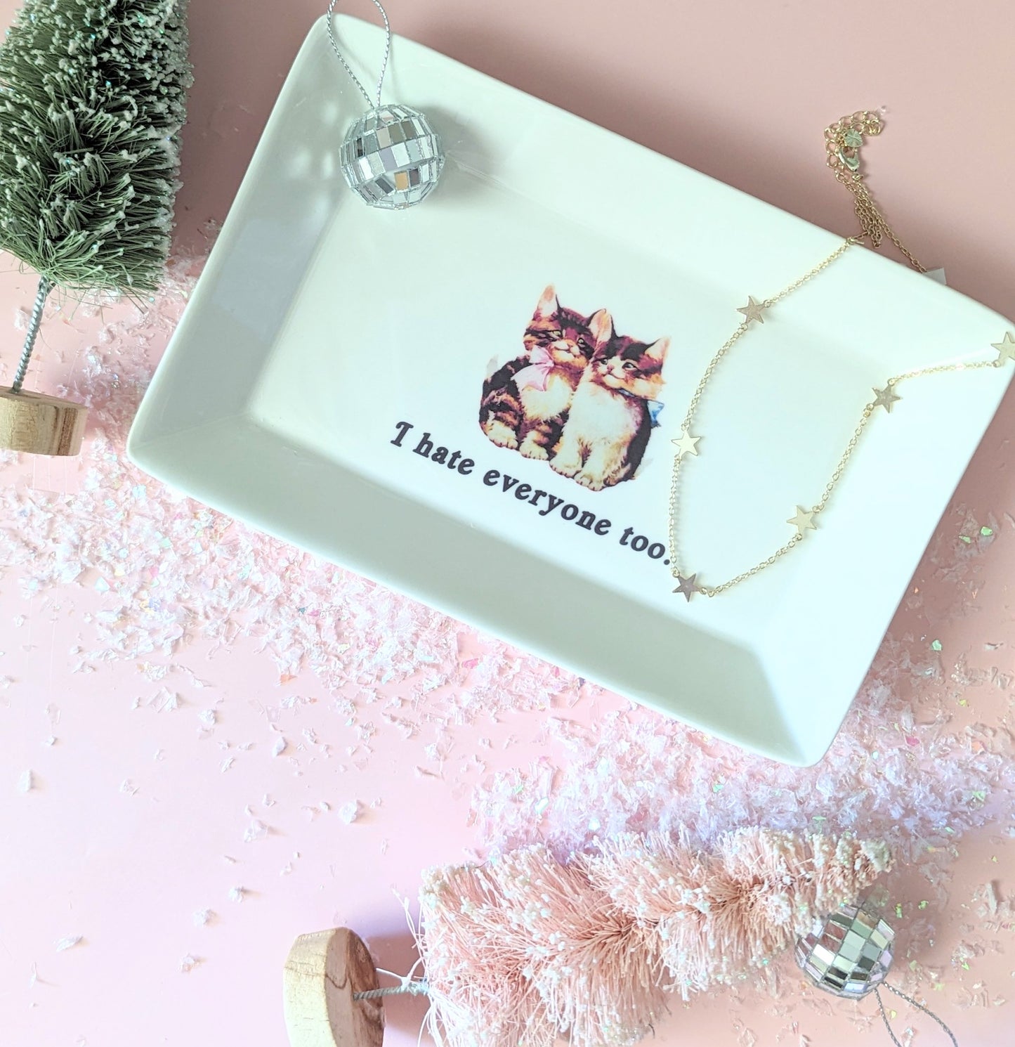 I Hate Everyone Too Cat Trinket Tray