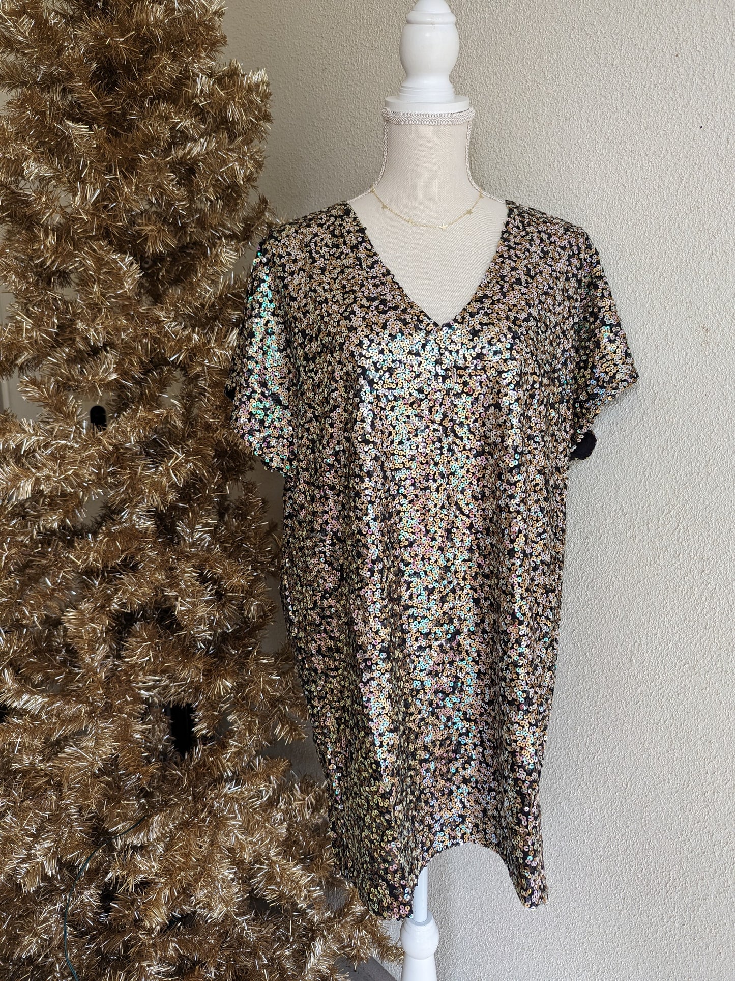 Black and Gold Sequin Dress