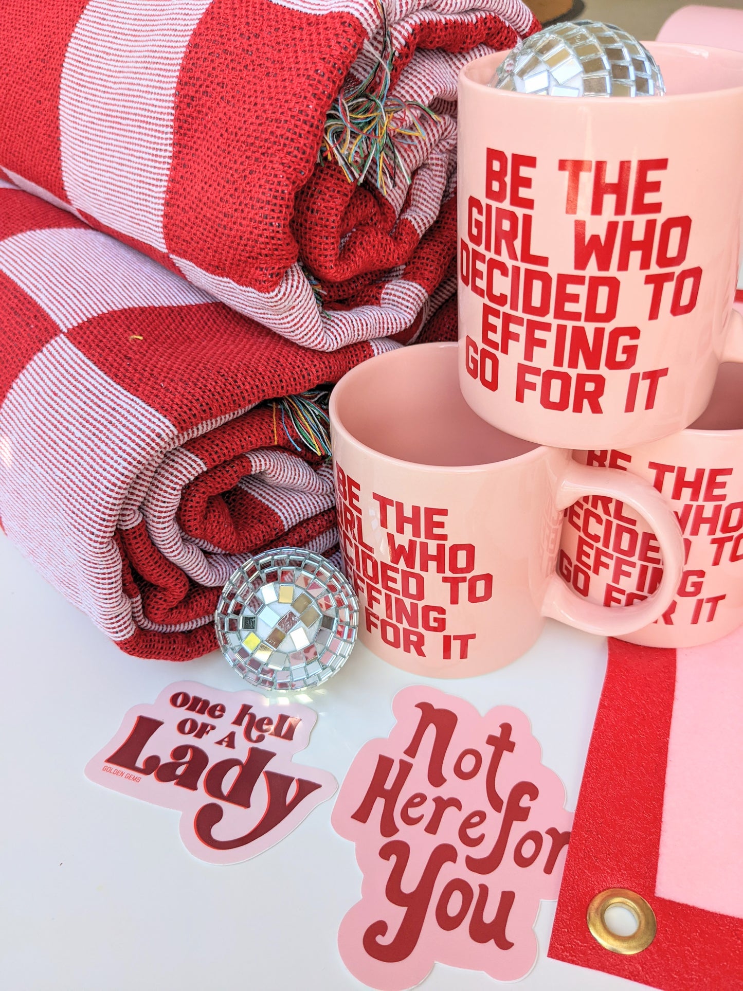 Pink and Red Checker Woven Blanket