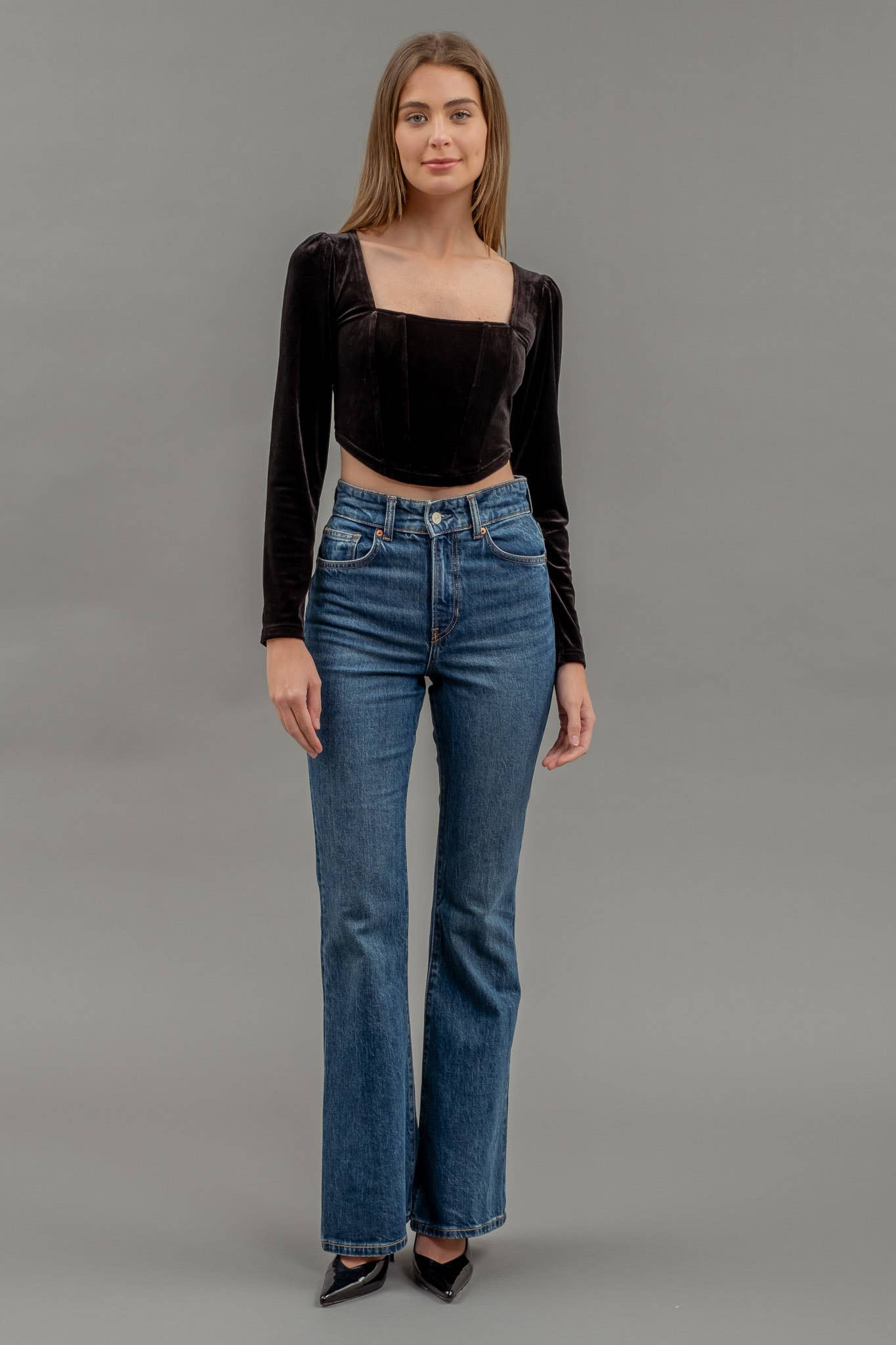 Velvet Corset Crop Top