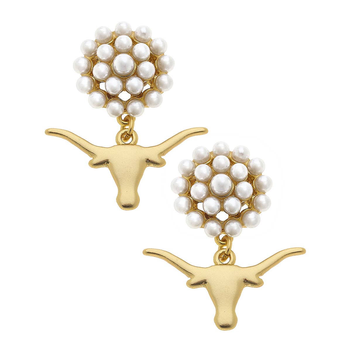 Texas Longhorns Pearl Gold Earrings