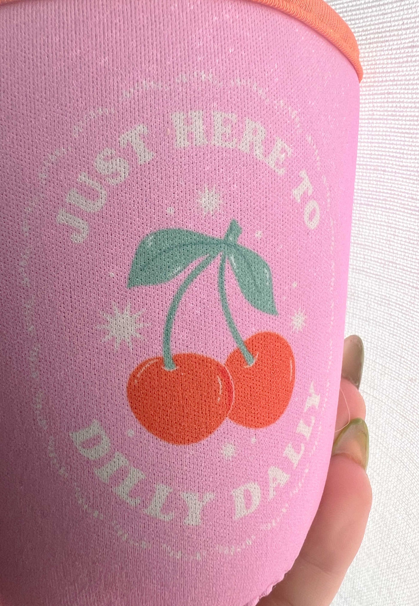 Dilly Dally Cherries Coffee Sleeve: Venti/ 22 oz Beverage