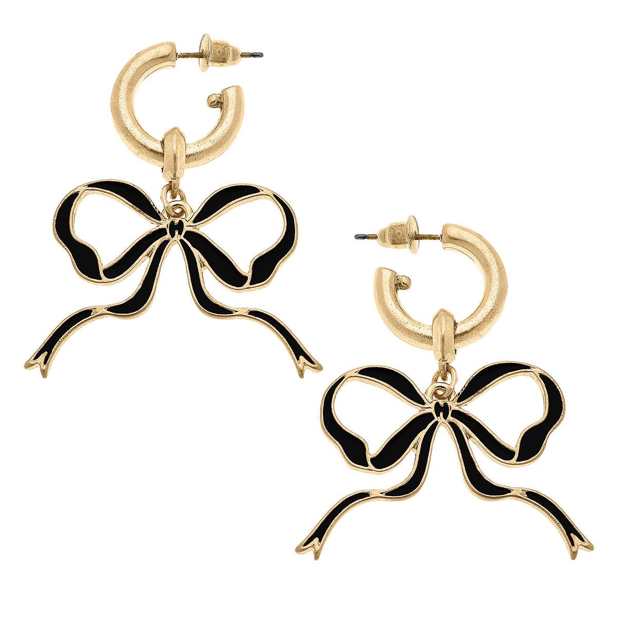 Black Game Day Bow Earrings