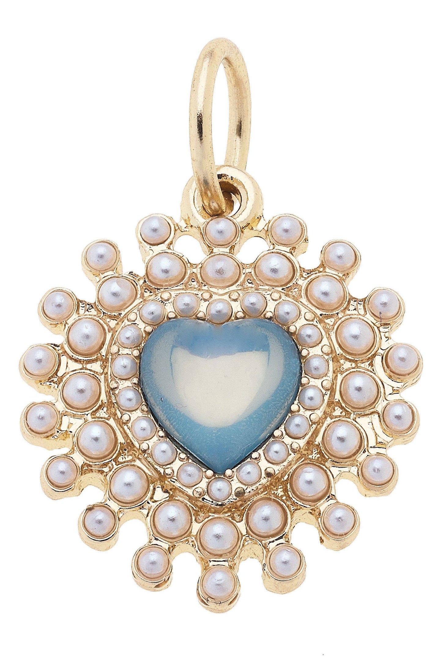 Bejeweled Pearl Heart Charm
