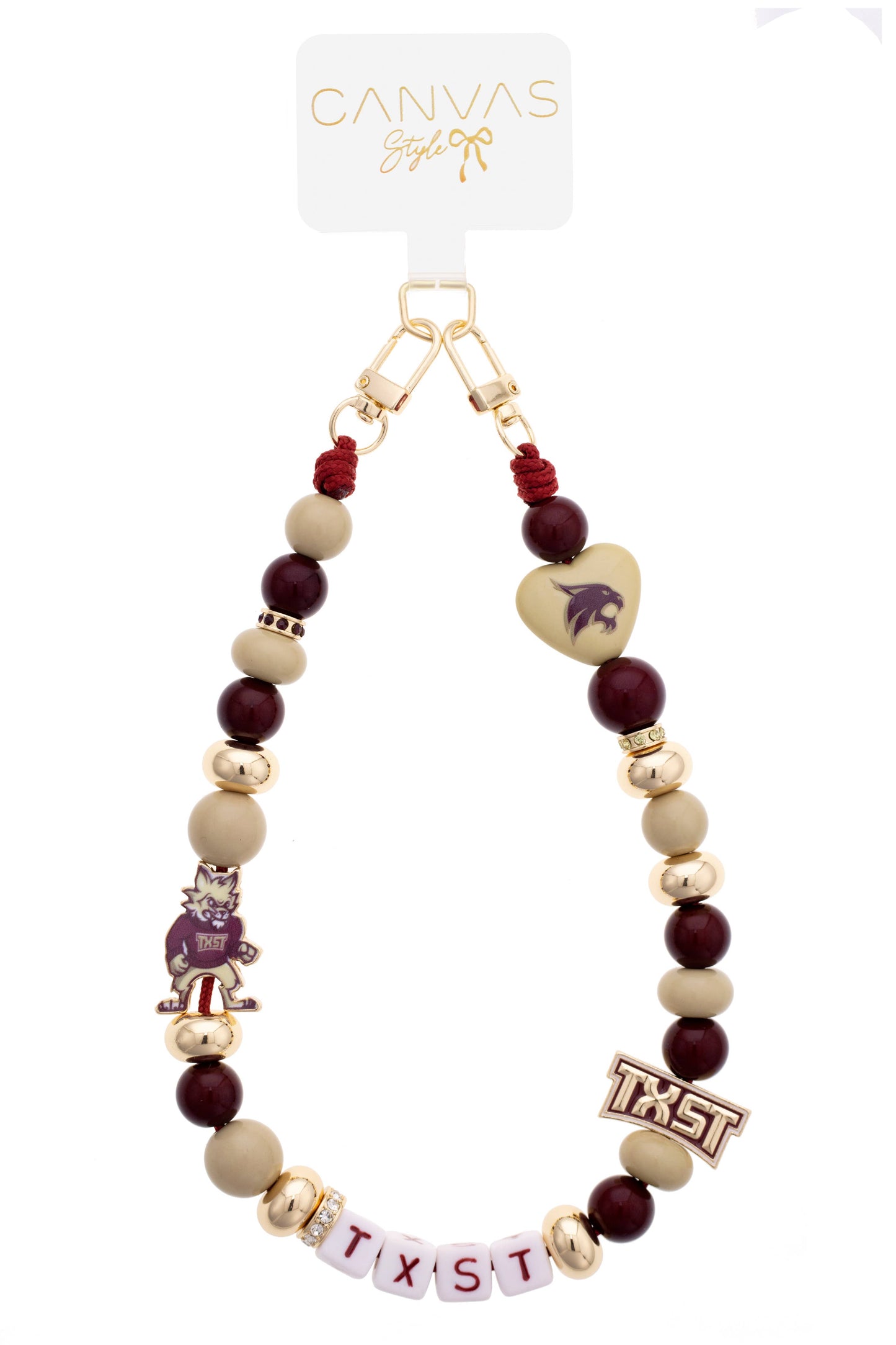 Texas State Bobcats Beaded Cellphone Wristlet