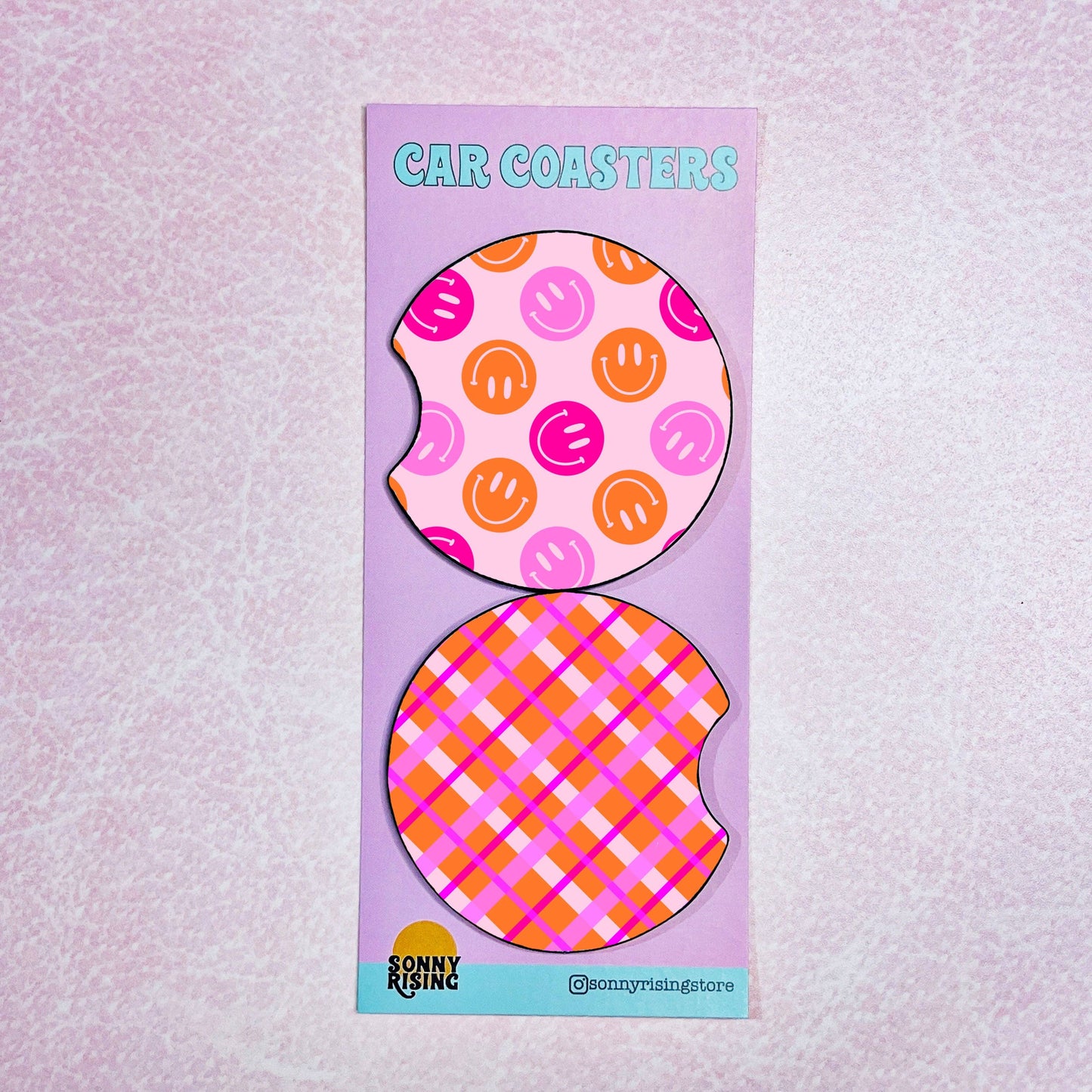 Car Coasters - Pink and Orange