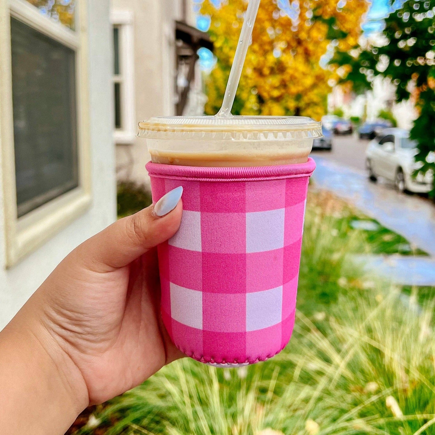 Coffee Sleeve - Pink Gingham