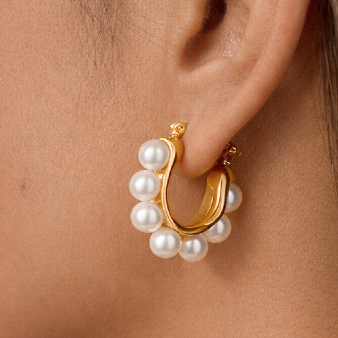 18K Gold Plated Waterproof Stainless Steel Hoop Earrings - 7019: S0OX3T7019