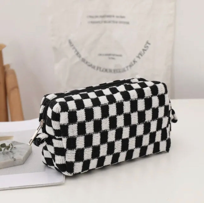 Checkered Makeup Pouch