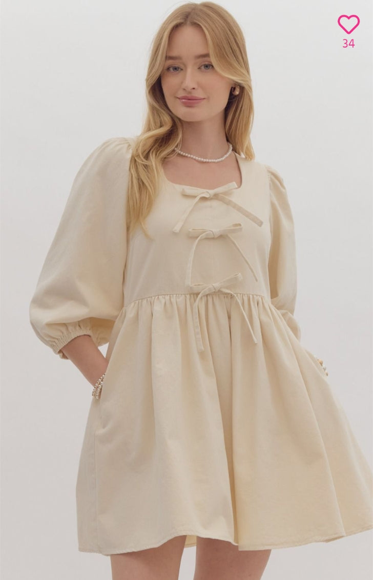 Cream Long Sleeve Dress