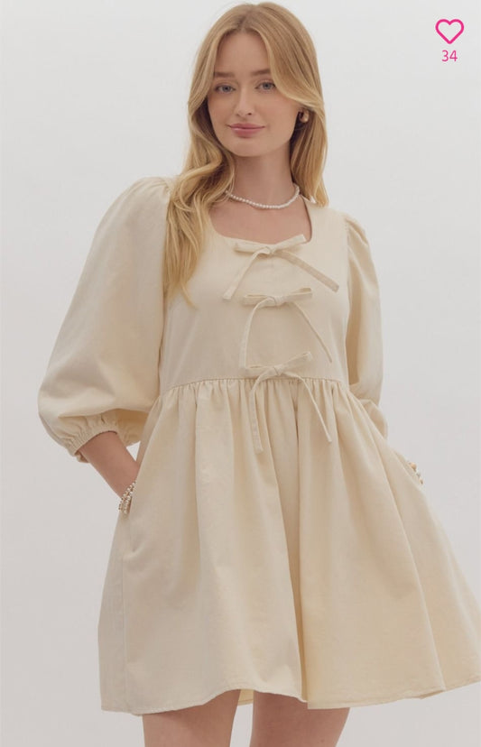 Cream Long Sleeve Dress