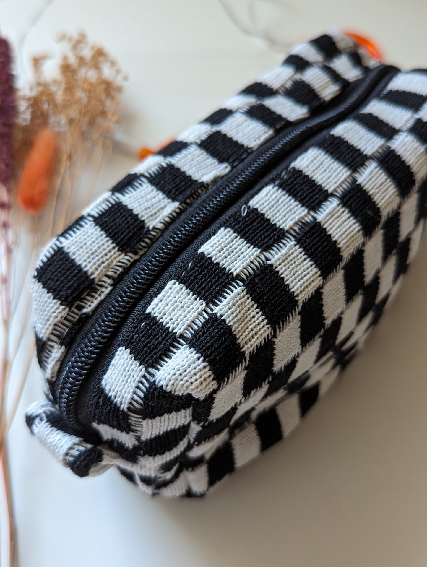 Checkered Makeup Pouch