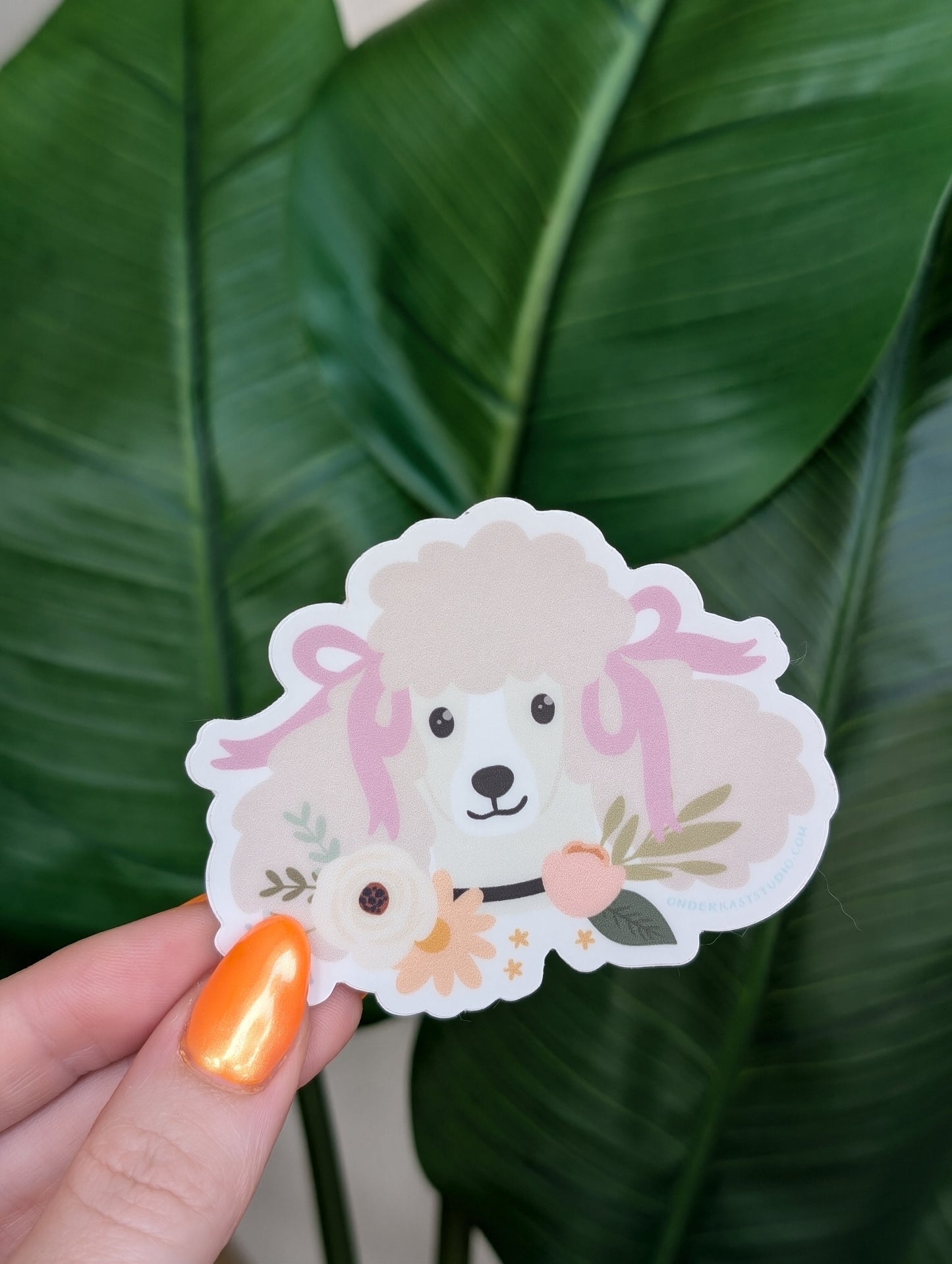 Poodle Floral Sticker