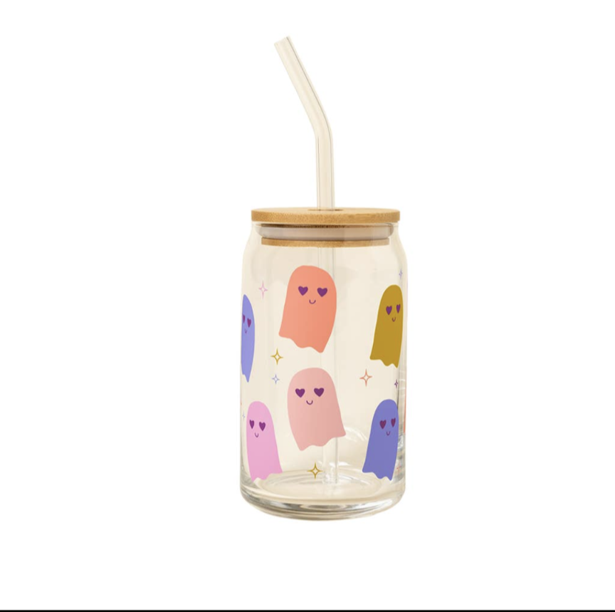 Halloween Can Glass With Bamboo Lid