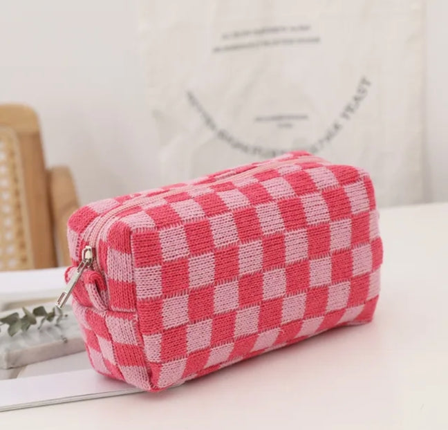 Checkered Makeup Pouch