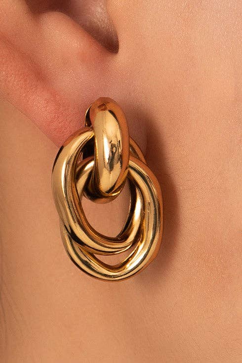 18K Gold Plated Waterproof Stainless Steel Stud Earrings - 7913: S0OX3T7913