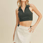 Black Collared Cropped Athletic Tank