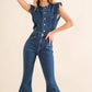 Ruffle Denim Jumpsuit