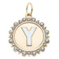 Rhinestone Letter Disc Charm in Shiny Gold: L
