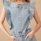 Ruffle Denim Jumpsuit