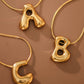 18K Gold Plated Waterproof Stainless Steel Initial Necklace - 0147: L