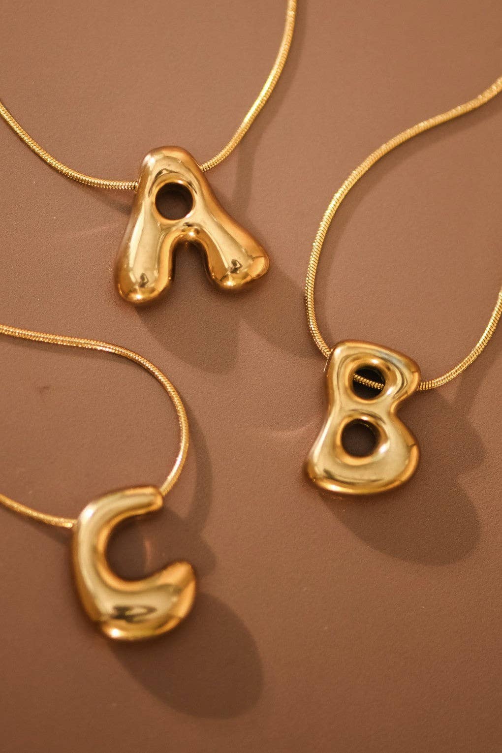 18K Gold Plated Waterproof Stainless Steel Initial Necklace - 0147: L