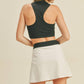 Black Collared Cropped Athletic Tank