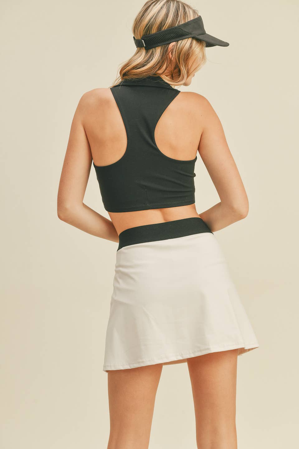 Black Collared Cropped Athletic Tank