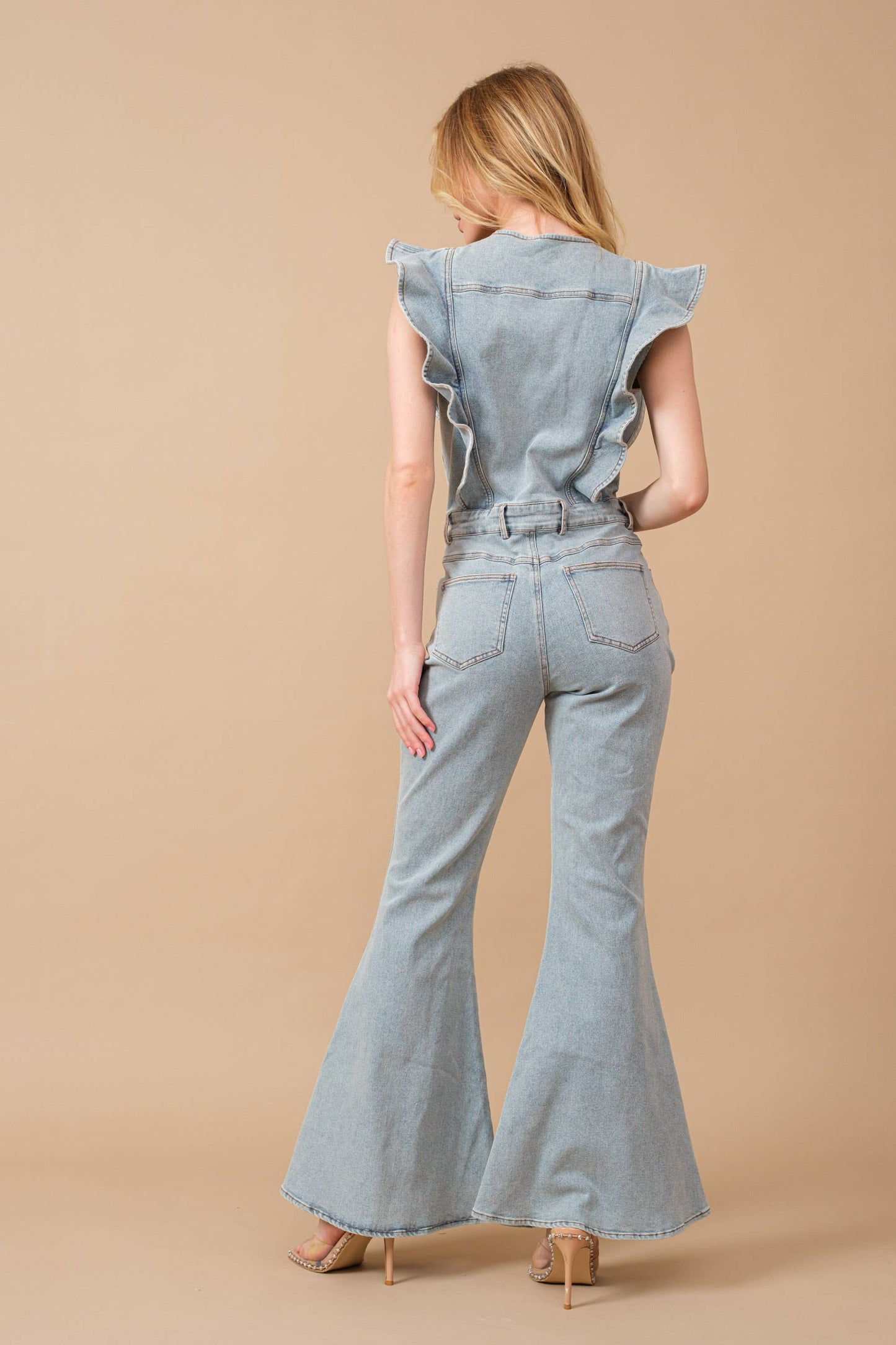 Ruffle Denim Jumpsuit