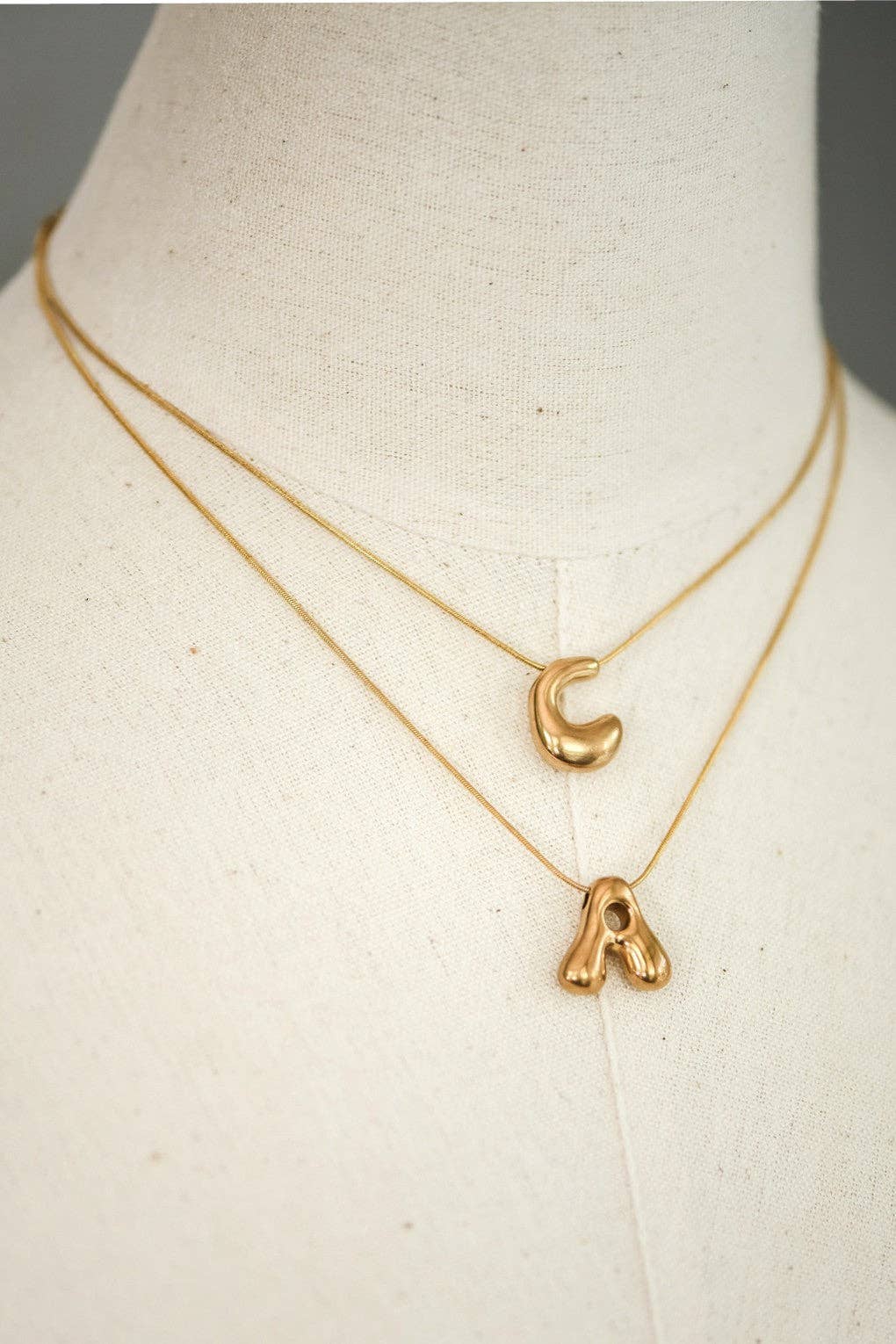 18K Gold Plated Waterproof Stainless Steel Initial Necklace - 0147: L