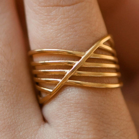 18K Gold Plated Waterproof Stainless Steel Ring - 7941: S0OX3T7941