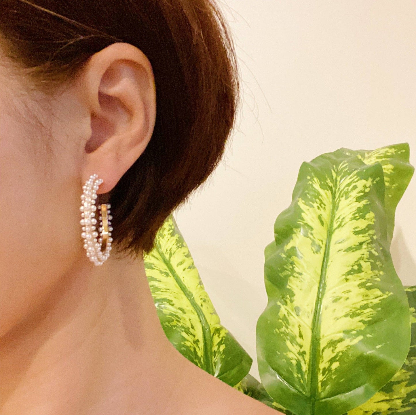 Large Pearl Hoop Earrings