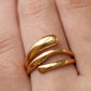 18K Gold Plated Stainless Steel Sculptural Open Ring - 7889: S0OX3T7889