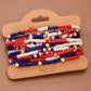 Patriotic Americana Red White Blue Seed Bead Bracelet Set – 8070: S0OX3T8070